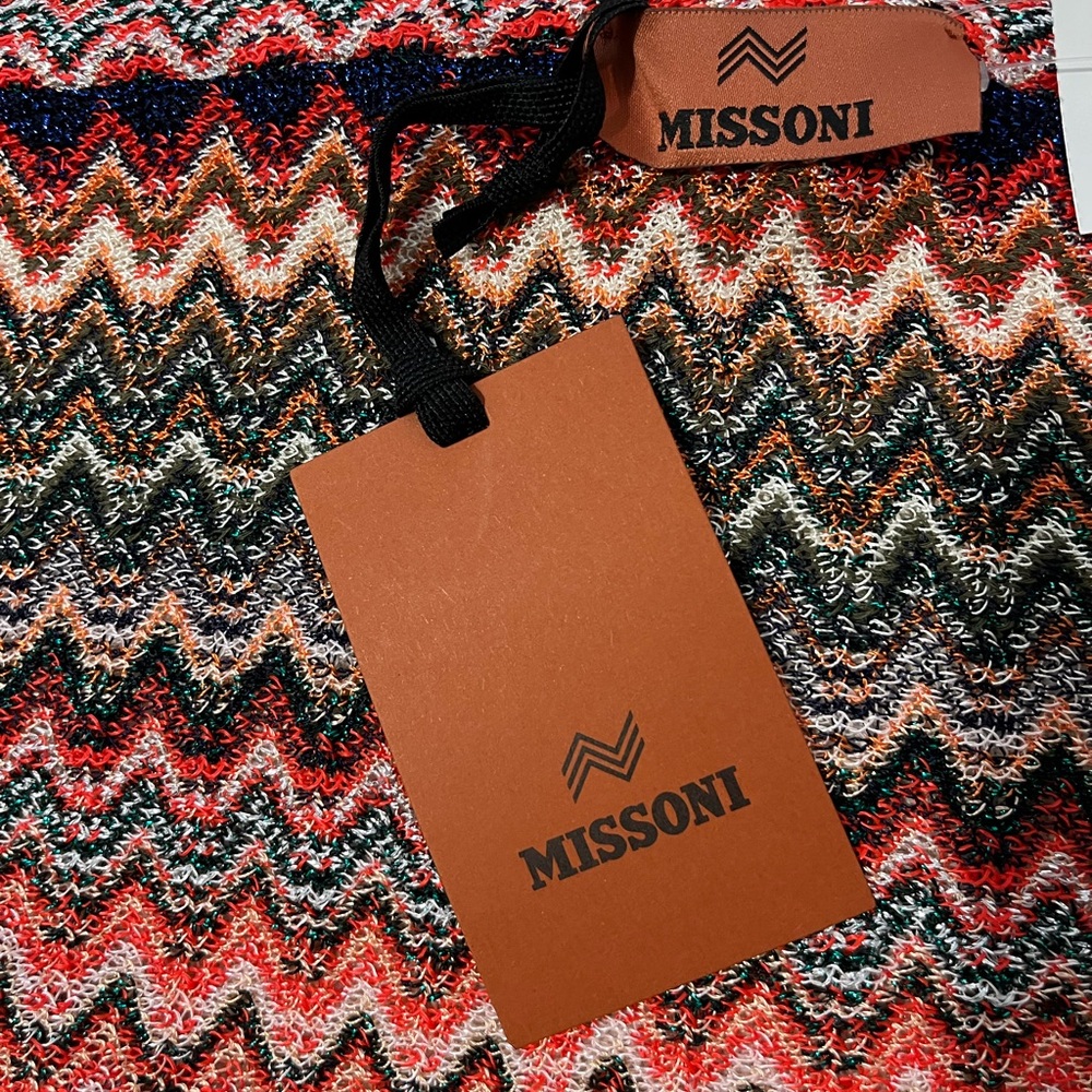 NWT Missoni Multicolor Chevron Knit Sarong Wrap Pareo in Blue, Orange, & Yellow - Picture 4 of 7